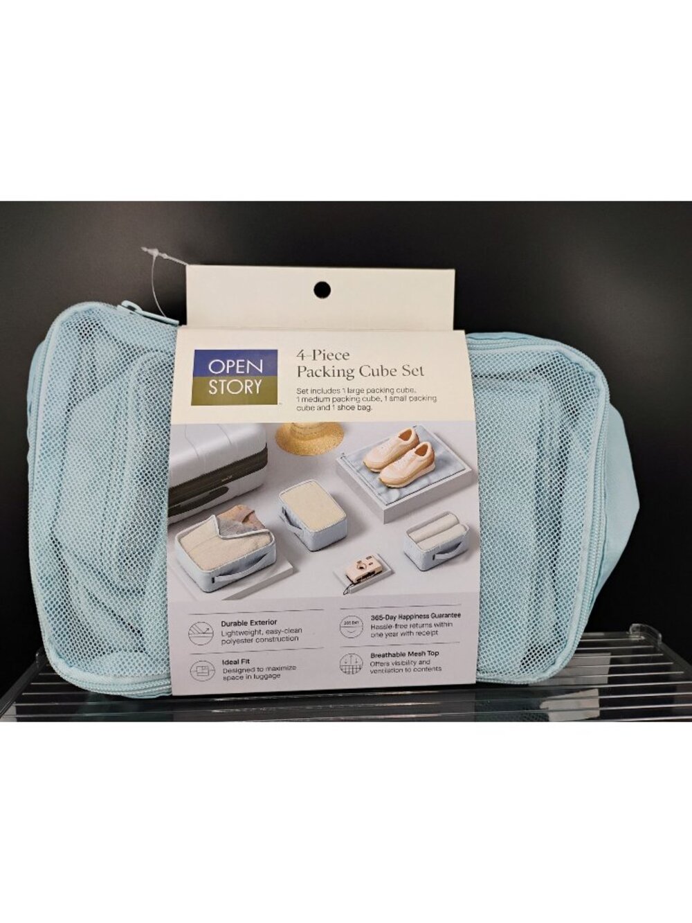 Open Story 4-Piece Light Blue Packing Cube Set Travel Organizer